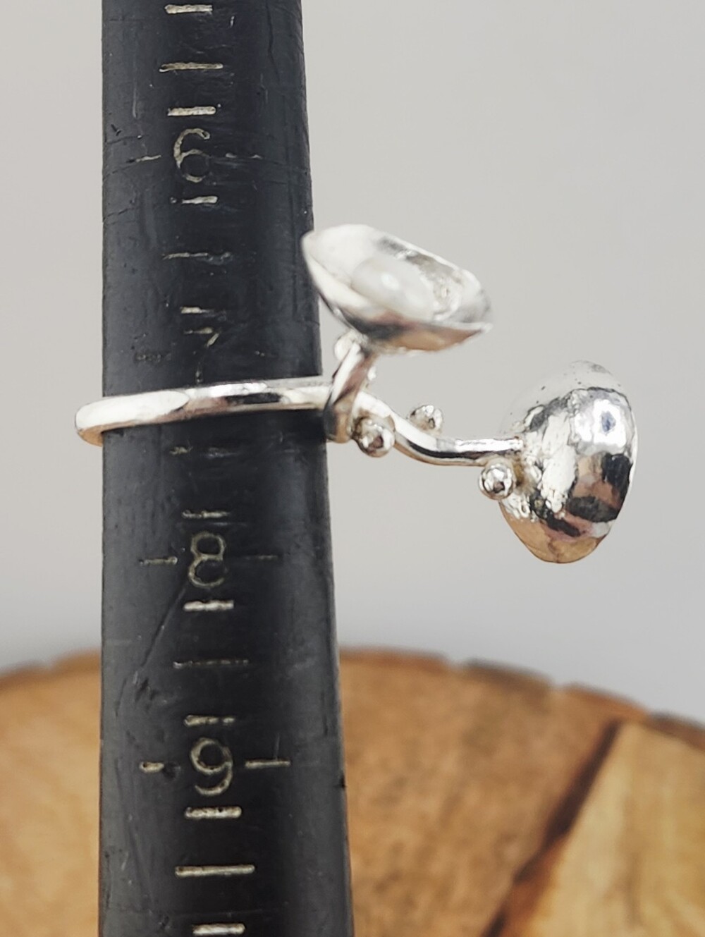 UNIQUE 2 FLOWER POT RING HANDMADE WITH STERLING SILVER AN A PEARL SIZE 8 - Picture 9 of 16